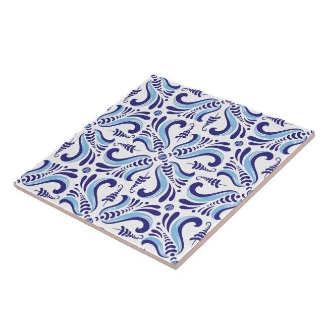 Azulejos Blaues Blumenmuster Fliese (Seite)