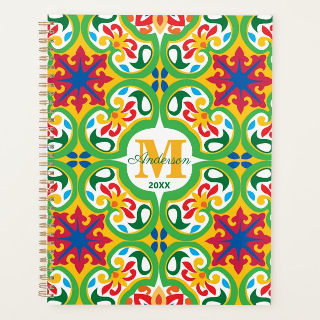 💛 🧡 💚 Azulejos, dekoratives Muster, benutzerdef Planer (Vorderseite)