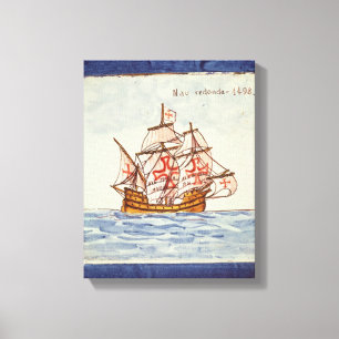Azulejos Fliese, die ein Schiff, von Sagres Leinwanddruck