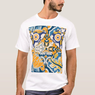 Azulejos Fliesen Patchwork Vintage Tapete T-Shirt