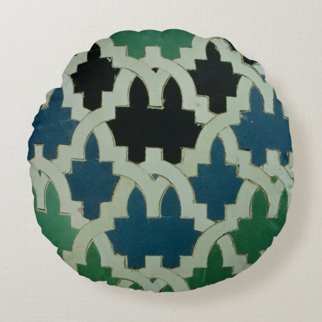 Azulejos Fliesen vom Thron der Sultane Rundes Kissen (Vorderseite)