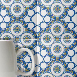 Azulejos geometric Blue and White Fliese
