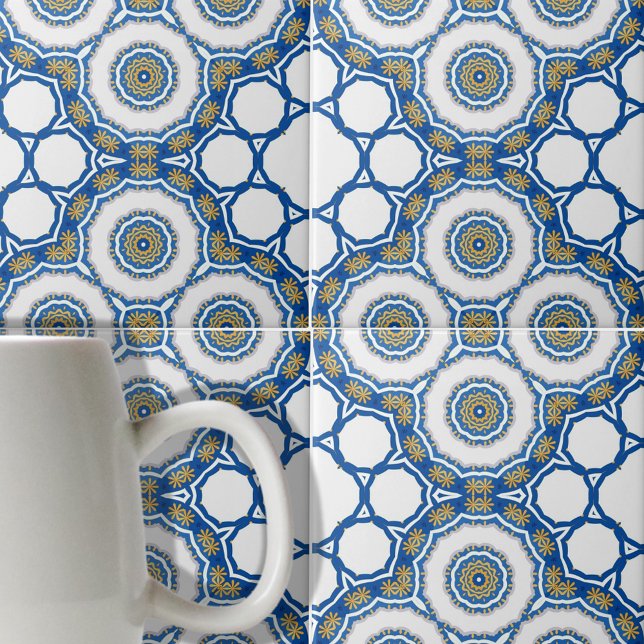 Azulejos geometric Blue and White Fliese (Von Creator hochgeladen)