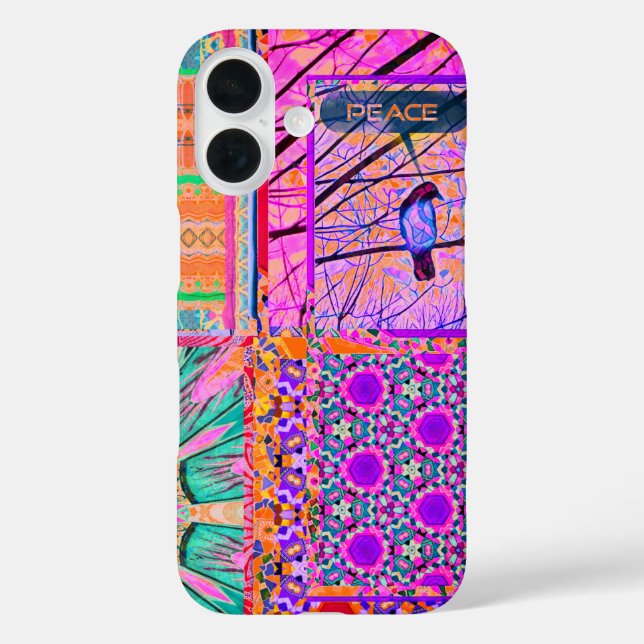 Azulejos Geometric Tiles with Bird of Peace Case-Mate iPhone Hülle (Rückseite)