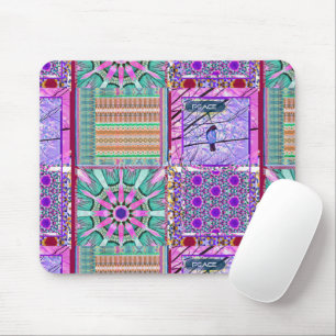 Azulejos Geometric Tiles with Bird of Peace Mousepad