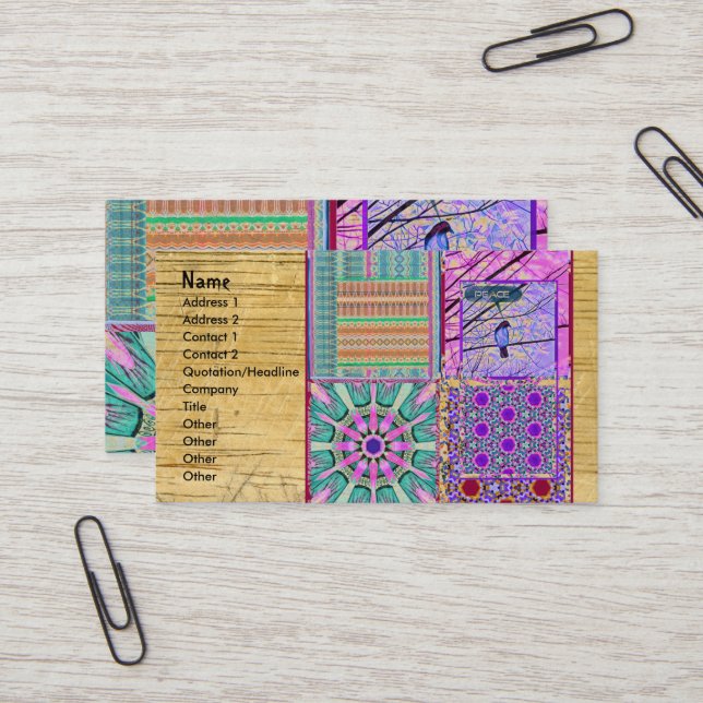 Azulejos Geometric Tiles with Bird of Peace Visitenkarte (Vorderseite/Rückseite Beispiel)