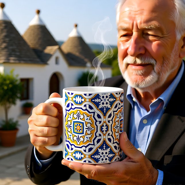 💙 Azulejos IV XXL Kachel Kaffeetasse (Beautiful blue Azulejos IV XXL tile Coffee Mug)