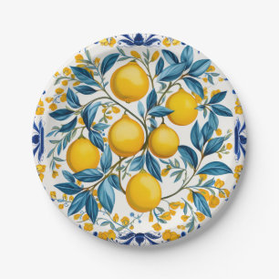 💙 💛 Azulejos Lemon Orchard Paper Tellers Pappteller