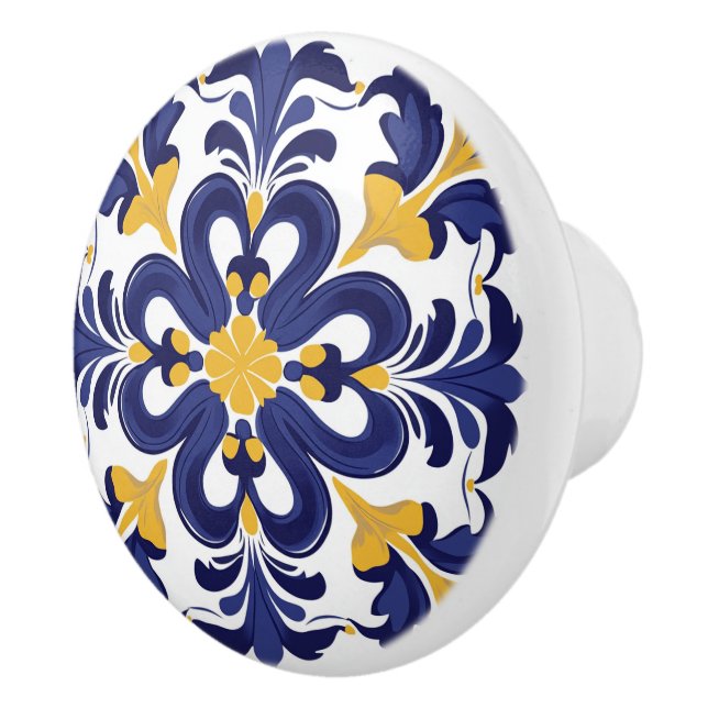 💙 💛 Azulejos Porto Fleur Keramikknauf (Rechts)