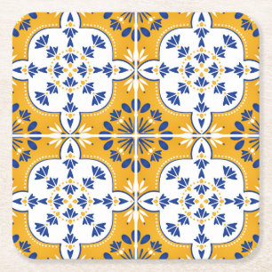 Azulejos Portugiesischer Tile White Senard Yellow  Rechteckiger Pappuntersetzer