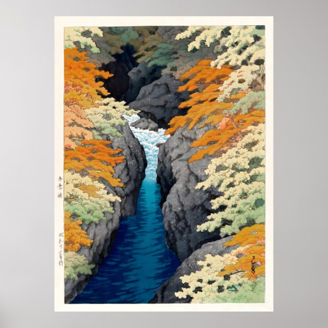 Azuma Gorge Waterfall Hasui Kawase Poster (Vorne)