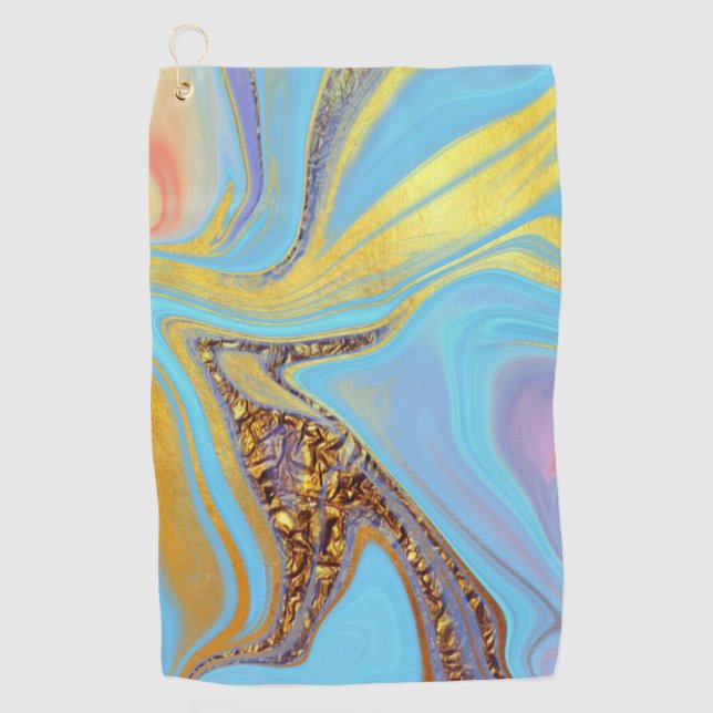 Azur-Gold-Fluss Golfhandtuch (Vorderseite)