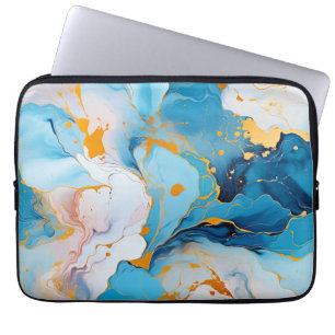 Azur Marmor mit goldenen Sprenkeln Laptopschutzhülle