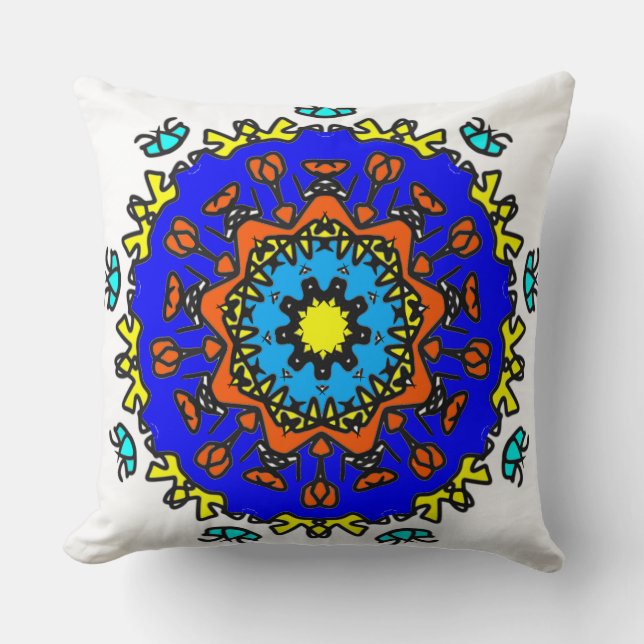 Azur-Sonne-Mandala Kissen (Vorderseite)