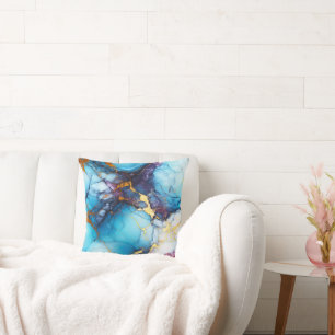 Azur- und Amethyst-Marmor mit goldenen Adern Kissen