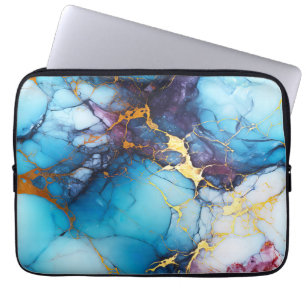 Azur- und Amethyst-Marmor mit goldenen Adern Laptopschutzhülle