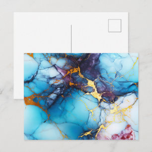 Azur- und Amethyst-Marmor mit goldenen Adern Postkarte