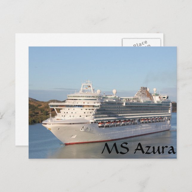 Azura Cruise Ship Nah-up auf Antigua Postkarte (Vorne/Hinten)