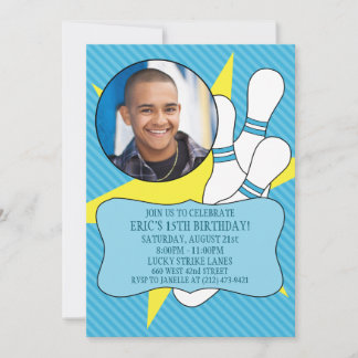 Azurblau Keine Zeit, um Bowling Party Foto zu verb Einladung