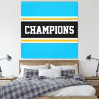 Azurblau Schwarz Weiß Orange CHAMPIONS Streifen