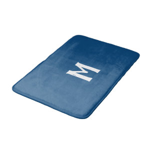 Azurblau-weißes Monogramm Badematte