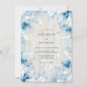 Azurblaue Ätherische Blatt Hochzeit Einladung