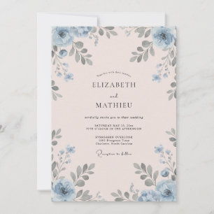 Azurblaue Braut-Blatt-Hochzeit Einladung