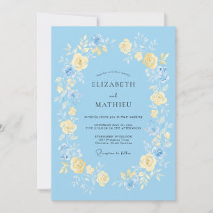 Azurblaue Fantasie-Rosenhochzeit Einladung
