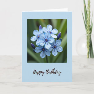 Azurblaue Geburtstagskarte mit Blumenmotiv Karte