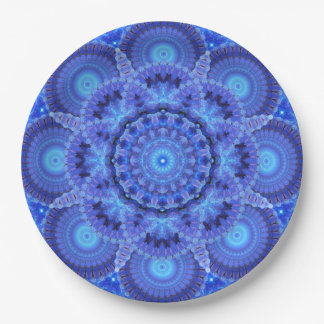Azurblaue Harmonie-Mandala Pappteller