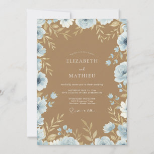 Azurblaue Kamel-Blüten-Hochzeit Einladung