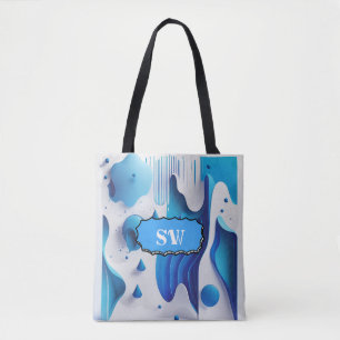 Azurblaue Monogramm-Tragetasche