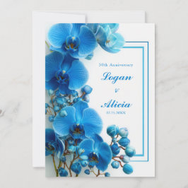 Azurblaue Orchidee Minimalist Hochzeit mit Blumen Einladung