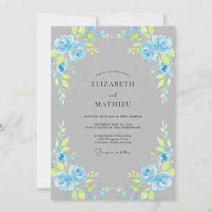 Azurblaue Schieferblatt-Hochzeit Einladung