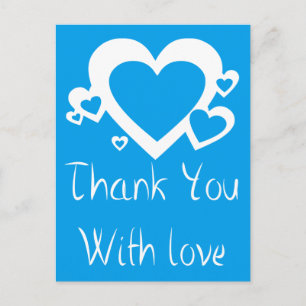 Azurblaue und weiße Dankeschön-Herzen Liebe Postkarte
