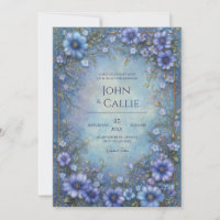 Azurblaue Verzierte Blütenrahmen-Hochzeit