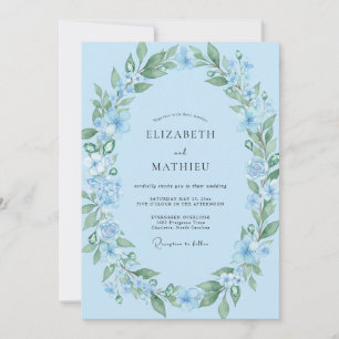 Azurblaue Wildblumen-Hochzeit Einladung