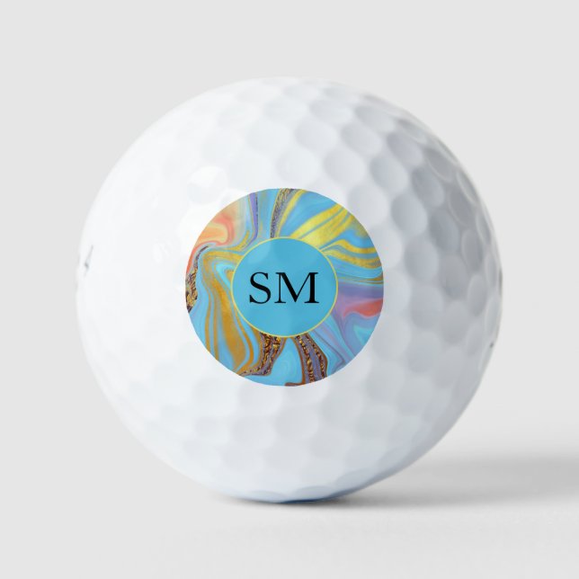 Azurblauer Goldmarmor Golfball (Vorderseite)