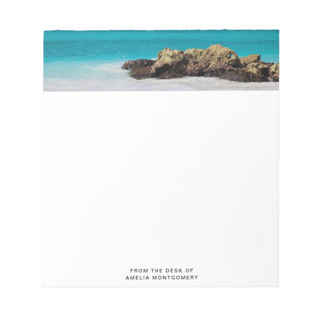 Azurblauer Ozean Sandstrand Foto Notizblock (Vorderseite)