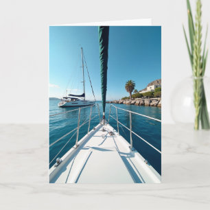 Azurblauer Vatertag Yacht Karte