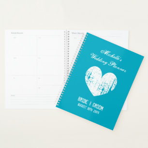 Azurblauer Vintage-Herz-Hochzeitsplaner-Organizer Planer