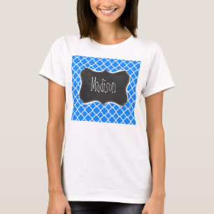 Azurblaues blaues Quatrefoil; Retro Tafel T-Shirt