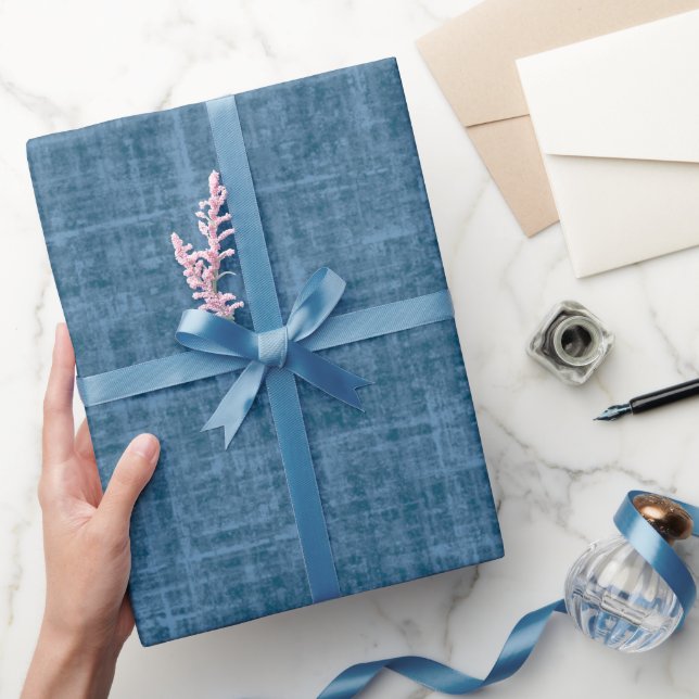 Azurblaues Leinen Geschenkpapier (Schenken)