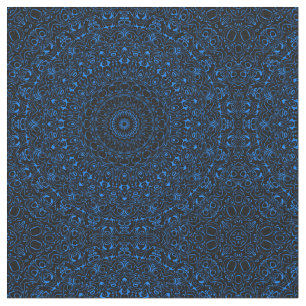 Azurblaues Mandala mit hypnotischer Symmetrie Stoff