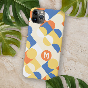 Azurblaues Sonnengelbes Midcentury-Kreismuster iPhone 16 Pro Max Hülle