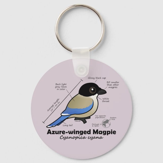 azurbläuliche Magpie-Statistiken Schlüsselanhänger (Vorderseite)