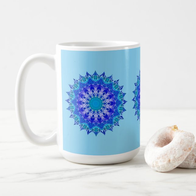 Azurblume Mandala Tasse (Mit Donut)