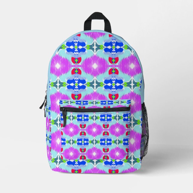 Azurblüten-Kaleidoskop Bedruckter Rucksack (Vorderseite)