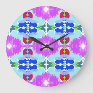 Azurblüten-Kaleidoskop Große Wanduhr