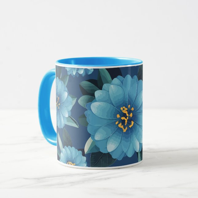 Azurblüten: Lebhaftes blaues Muster Tasse (Vorderseite Links)